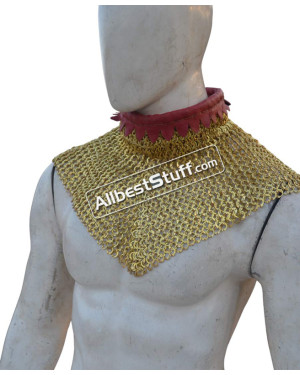 Solid Brass 6 in 1 Ring Medieval Maille Collar High Neck